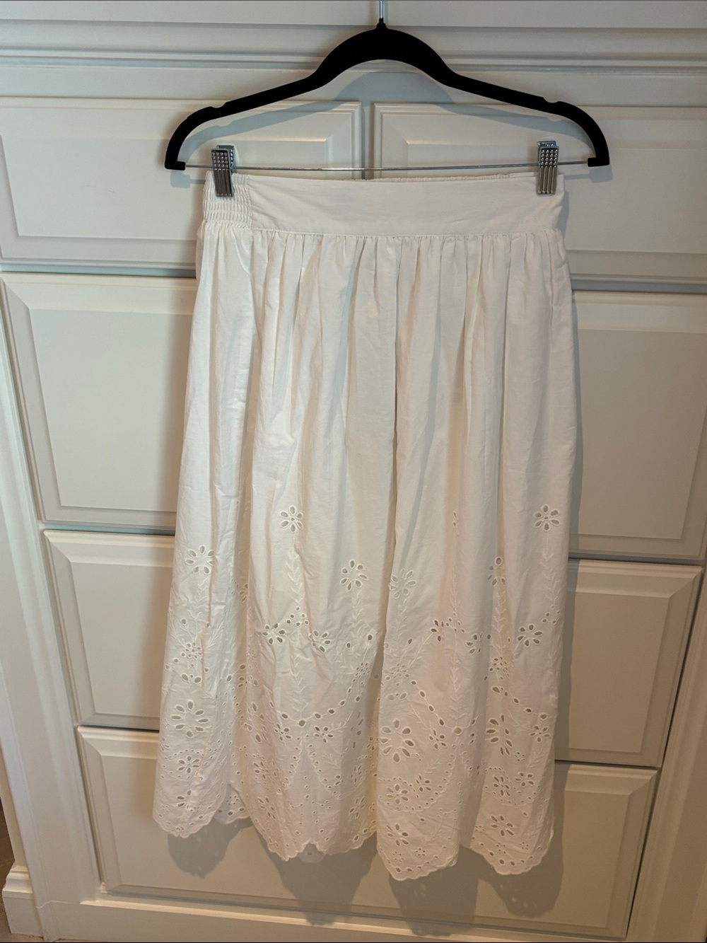 Elie Tahari White Eyelet Midi Skirt